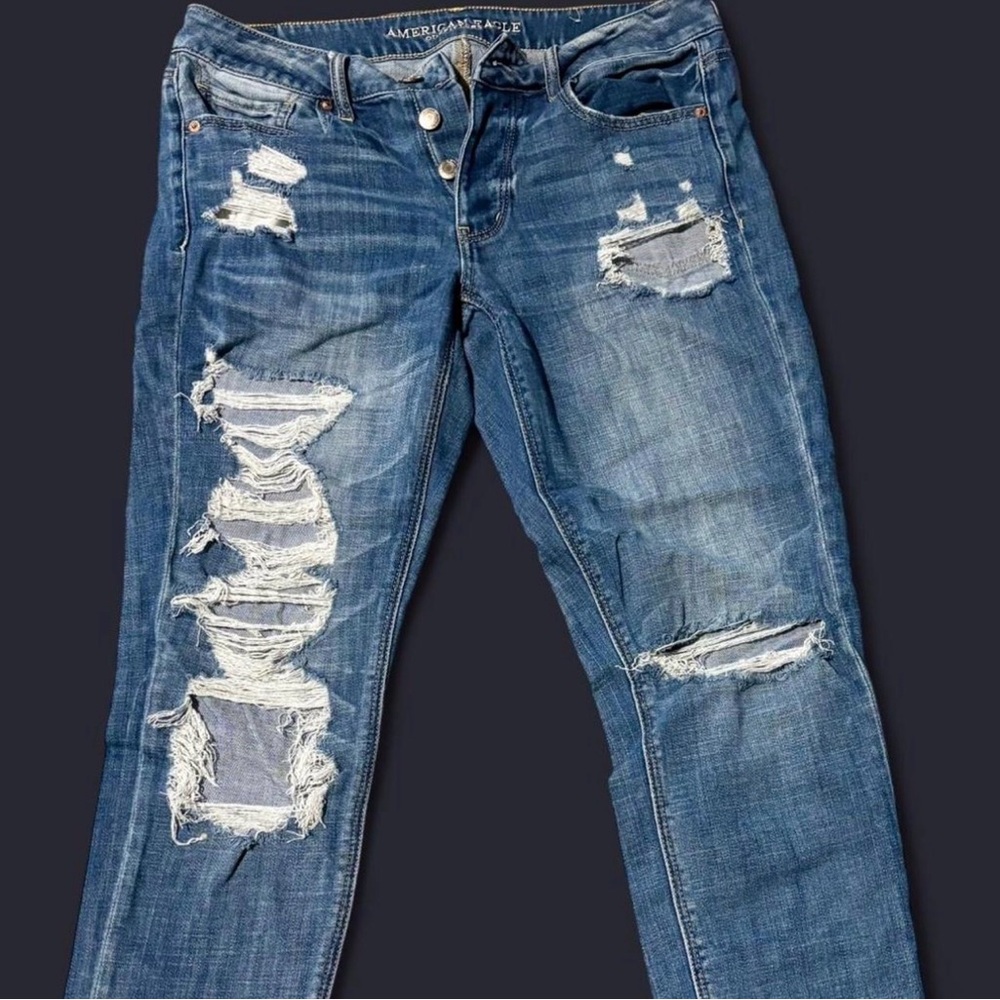 American Eagle Outfitters Ripped Blue Skinny Jeans